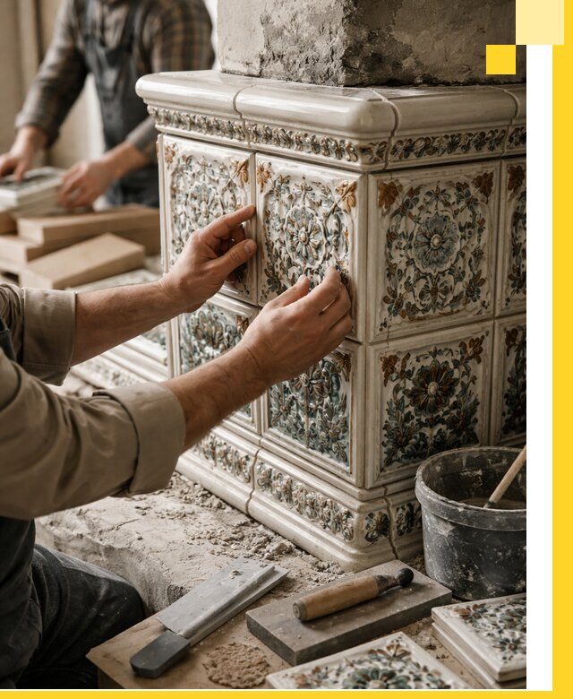 Изразцовые камины под ключ в Владивостоке: проект и монтаж