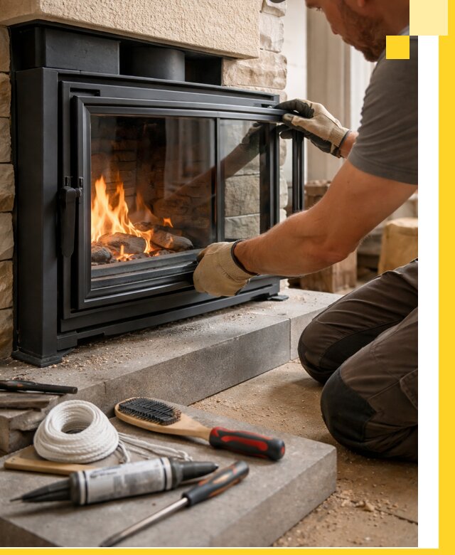 Производство, монтаж и доставка каминов со стеклом в Владивостоке