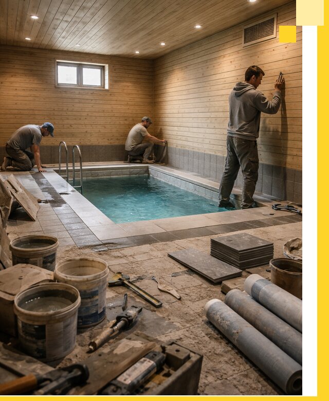 Строительство бани с бассейном и сауной под ключ в Владивостоке