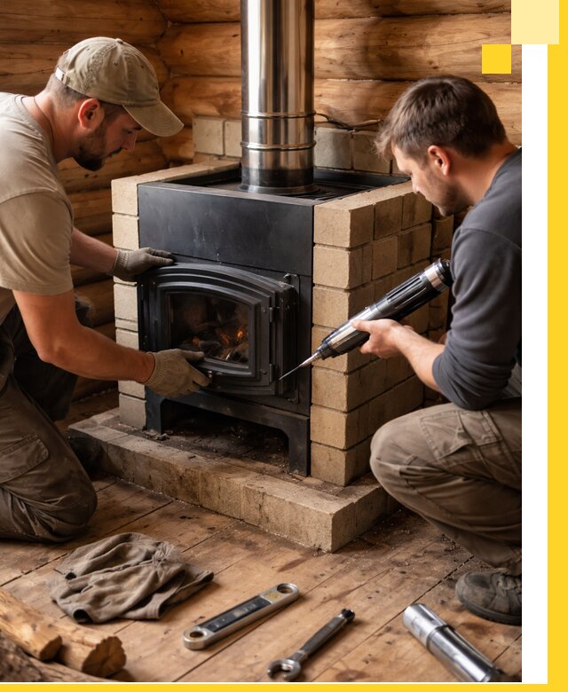 Монтаж и установка печи в бане под ключ с гарантией в Владивостоке