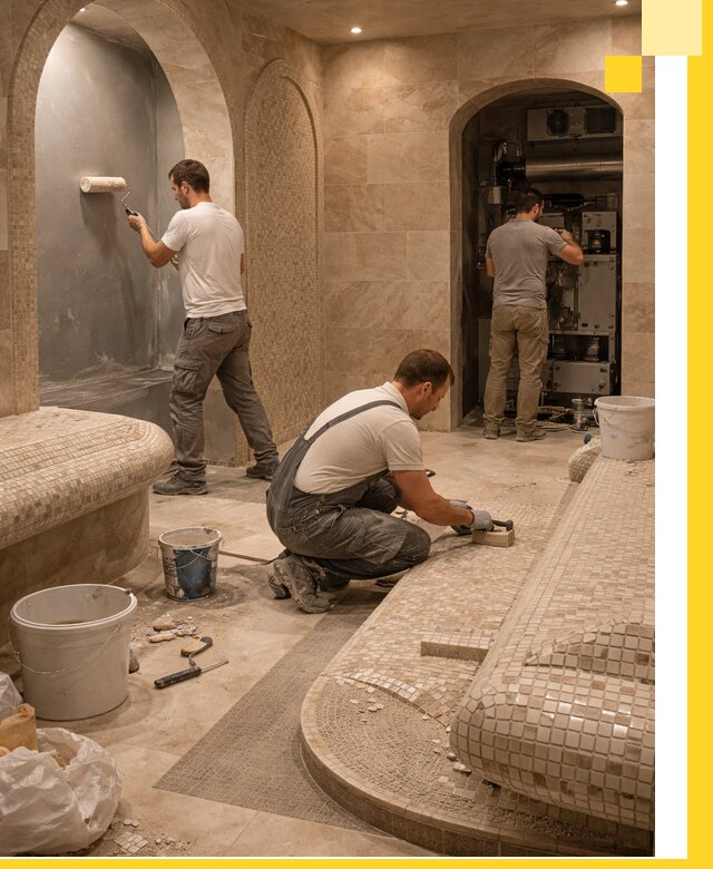 Строительство бани с хамамом и бассейном под ключ в Владивостоке