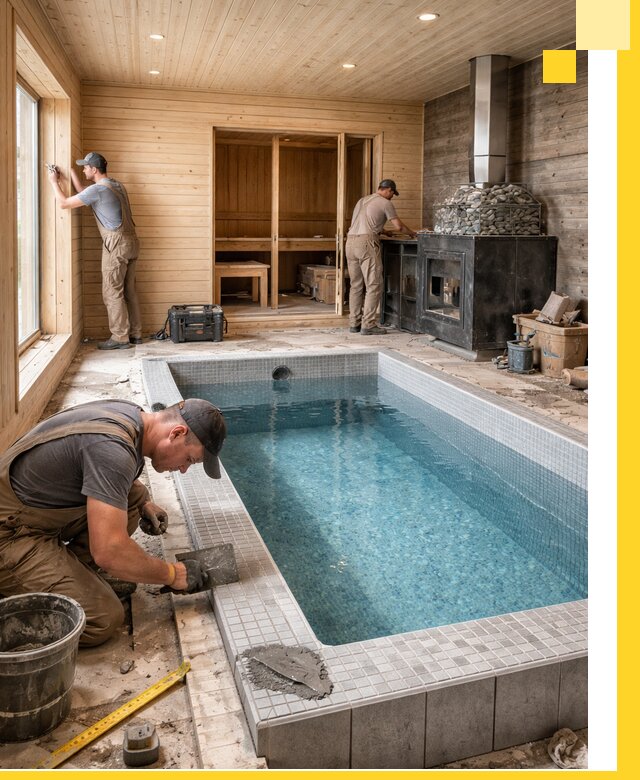 Проект бани с бассейном и сауной в Владивостоке под ключ