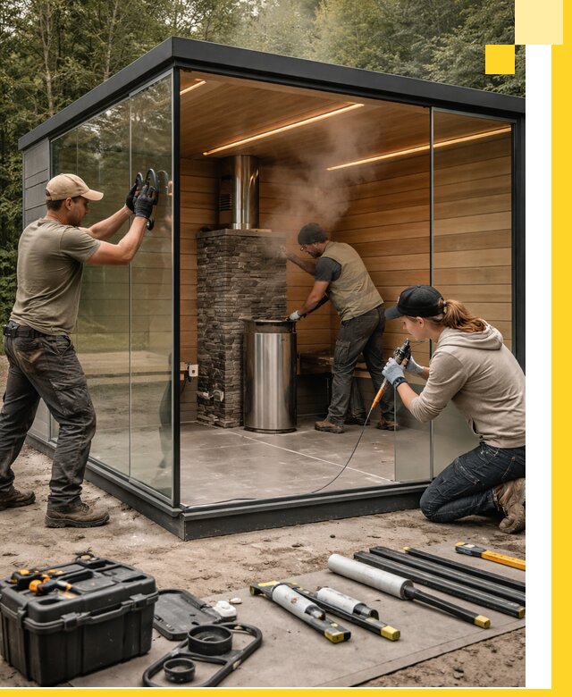 Проектирование и строительство стеклянных бань в Владивостоке