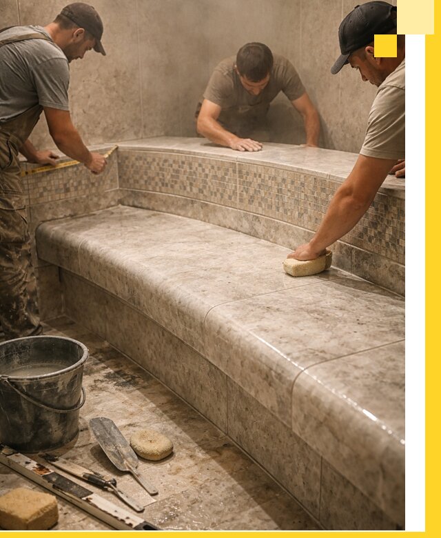 Изготовление и установка сидений для хамама в Владивостоке