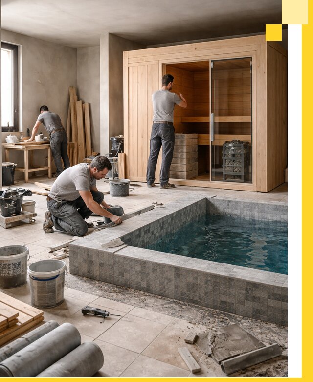 SPA зоны под ключ с бассейном сауной и печью в Владивостоке